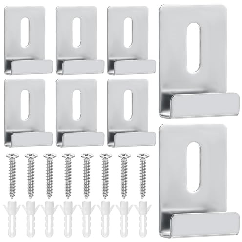 Yuanchu 8 Stück Edelstahl Spiegelhalterung Wand,Spiegel Halterung Spiegelhalter Clips Set Spiegelaufhänger für Schwere Spiegel Glasklemme Spiegelklammern mit Dübel und Schrauben für Rahmenlose Spiegel