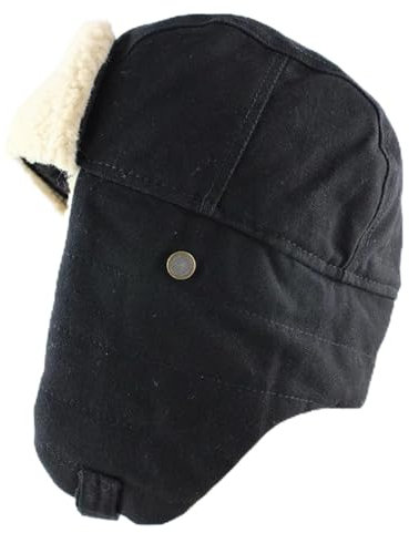 YUECIBAI Fliegermützen Frauen Hut Pilot Trooper Mütze Herren Hut Ohrlappen Kappen Winter Schnee Ski Hüte Schwarz