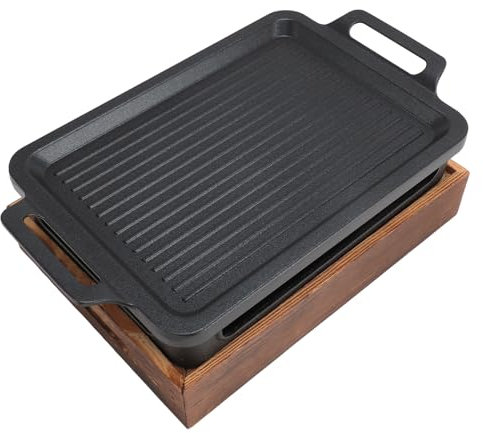 Parrilla de Barbacoa Portátil, Parrilla de Carbón de Mesa de Aleación de Aluminio a Prueba de Palos con Base de Madera, Estufa de Alcohol Parrilla de Barbacoa para Restaurante,