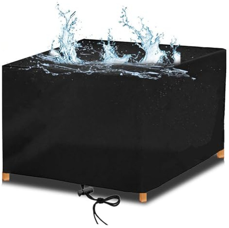 Gartenmöbel Abdeckung Wasserdicht 170x170x90cm/LxBxH Multi-Größe Gartentisch Abdeckung für Gartenmöbel Schutzhülle Abdeckplane Terrassenmöbe Winterfest Outdoor Gartenmöbel Abdeckhaube Schwarz