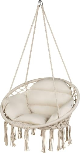 Outtec® Hängesessel mit Kissen - 62 cm Durchmesser - bis 150 kg Belastbar - Sitzsack, Schaukel für Outdoor, Garten, Balkon, Zuhause