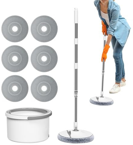 el conjunto de mopas, trapeadores y - MAP de microfibra con Wringer,Herramientas de limpieza de mango ajustable con 6 almohadillas de microfibra reemplazables para cocina de baño de azulejos de madera
