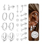 Diamday 11 par piercing öra helix piercing guld silver örhängen för kvinnor platta medicinska örhängen kreoler örhängen öronpiercing set conch helix tragus piercing för flera öronhål