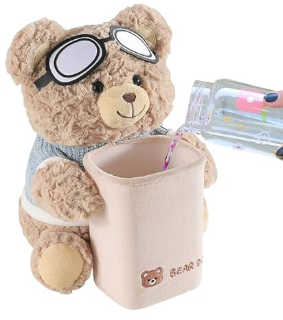 Taschentuchbox Für Auto | Fahrzeug-Armlehne Plüsch-Behälter,2-in-1 Cartoon Bär Plüsch Taschentuchhalter & Mülleimer Für Auto-Ablagefach Mit Armlehne
