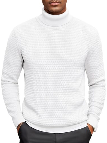 COOFANDY Maglione A Collo Alto da Uomo Pullover Invernale Lavorato Maglia Sweater Fine Pulli