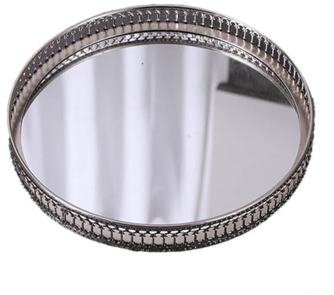 Vassoio in vetro e metallo con motivo vintage per elegante decorazione di casa e bar (C)