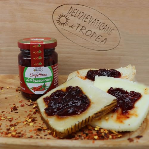 Confettura Peperoncino 3x 90g - Spalmabile con Peperoncini Calabresi - Marmellata Piccante Gourmet Artigianale - Prodotti Calabresi Tipici - Made in Italy- Delizie Vaticane di Tropea