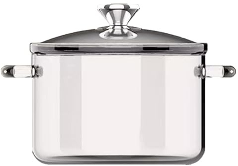 Blissbuilt Glass Pots For Cooking,Clear Glass Simmer Pot 3.5L Large Cookware Stove Top Safe Borosilicate Saucepan With Double Ear Anti-Scald Handles And Lid