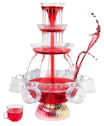 3-Tier Cocktail Machine with LED Base, Drink Dispenser Fountain for Red Wine, Beer, Juice – Light Up Drink Fountains for Parties, Weddings & Celebrations