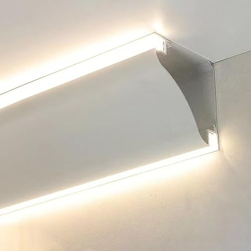 Aluminium-Zierleiste Mit LED-Diffusorkanal, Kronenleiste, Wand-/Deckengesims, Indirekte Beleuchtung, LED-Lichtleisten, Voutengehäuse, Schiene(1.2 m/3.9 ft)