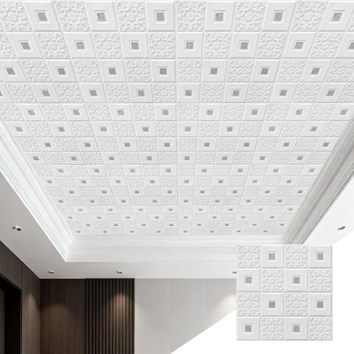 GoldeneAmeisen Deckenverkleidung Selbstklebend,Deckenplatten Aus PVC,Deckenpaneele 3D,VerformungsbestäNdig,Wasserdicht öLfest,Einfach Zu Reinigen,FüR Die Wand Decke Vom Studio BüRo