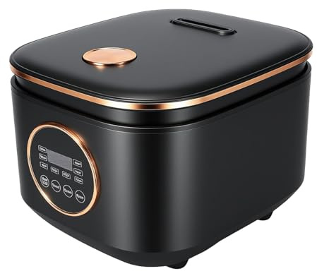 Mini Cuiseur à Riz 5L Multifonction - Revêtement Céramique Sain, 9 Programmes- Riz, Soupe, Cuisson à la Vapeur, Facile à Nettoyer, Design Compact pour 1-6 Personnes (Noir)