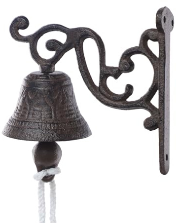 Cloche de bateau - Décoration vintage - Cloche à main - Avec corde - Sonnette de porte unique en cuivre - Fabriquée en fer massif - Son puissant - Pour maison, jardin, café, restaurant, bar