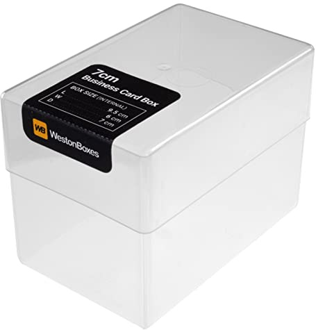 WestonBoxes Plastic Business Card Boxes - holds 250 business cards - 70mm Deep (Clear, Pack of 50)