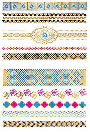 Oblique Unique® Temporäre Armband Tattoos Metallic Look Gold Schmuck Design Klebetattoos