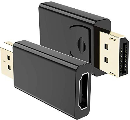 VMOJO Adaptador DisplayPort macho a HDMI hembra | convertidor DP a HDMI chapado en oro | compatible con ordenadores/escritorios/portátiles/PC/monitor/HDTV – Negro