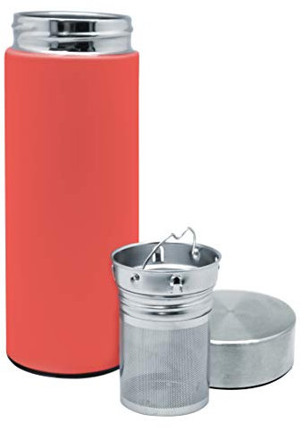 NERTHUS FIH 798 Termo Té 300 ml Color Coral, Acero Inoxidable, Doble Pared, Botella Infusor, Termo, 0.30 litros