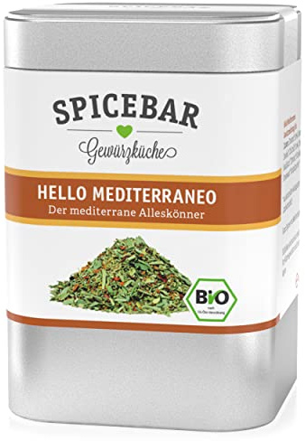 Spicebar Gewürzmischung Hello Mediterraneo für die mediterrane Küche (45g) - Bio Gewürze & Kräuter im praktischen Profi-Streuer - vegan und ohne Salz