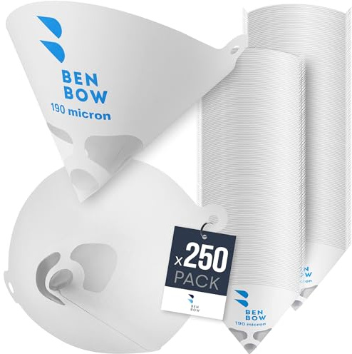 BenBow lacksil 190 µ x 250 stycken – engångspappersfilter med nylontyg – för att filtrera lack och färger från föroreningar