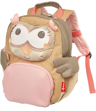 sigikid Barnryggsäck uggla, dagisryggsäck: robust, lätt, barnvänlig, för dagis, spjälsäng, utflykter, fritid, för barn från 2–5 år, 5,2 l, Rosa/brun/uggla, S, Avslappnad