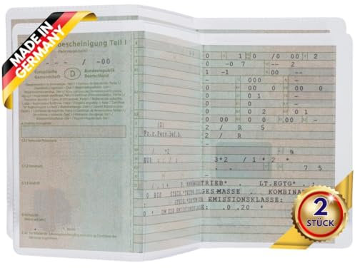 Festland DESIGN® 2 Stück Fahrzeugschein Hülle für KFZ Schein - 3-teilige transparente und passgenaue Hülle, Fahrzeugschein Mappe, PVC Ausweishülle für Zulassungsschein, Schutzhülle - Made in Germany