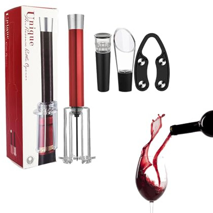 Ensemble décapsuleur de vin rouge, kit d'ouverture de vin – Kit décapsuleur avec bouchon sous vide – Ouvre-bouteille manuel durable et pratique pour la maison, les fêtes, les pique-niques, les sorties