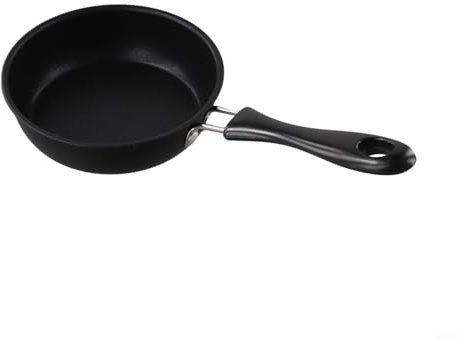 babominimer Mini sartén de hierro fundido de 9.8 x 4.7 pulgadas, sartén pequeña para huevos, panqueques, salteados, olla de cocción negra sin revestimiento, sartén duradera de calentamiento uniforme