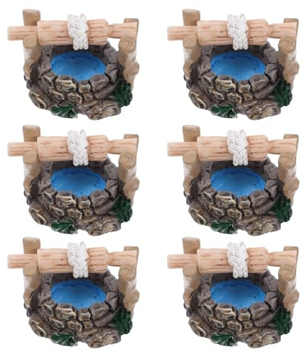 MAGICLULU Lot de 6 Modèles Décoratifs de Puits d'eau Miniatures en Résine, Ornement Rétro pour Mini-Jardin Extérieur et Décoration de Bureau, Accessoires pour Table à Sable