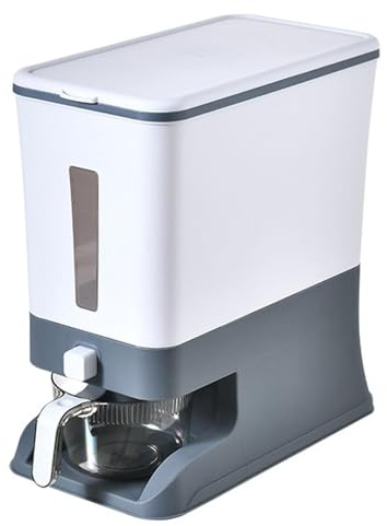 Greenfields 10kg Airtight Cereal Dispenser, Large Sealed Grain Storage Container, Moisture-Proof Dry Food Bin for Rice, Cereal, Beans, Pasta, Flour & Snacks, Food-Grade PP, Clear Pantry Organiser for