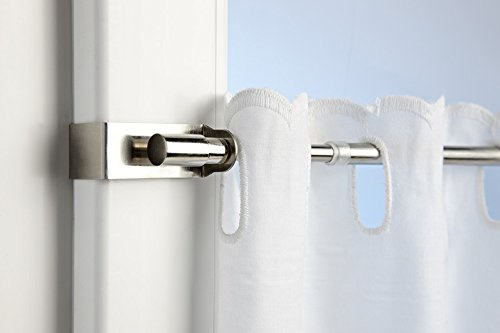 Ventanara® Klemmstange Gardinenstange ohne Bohren ausziehbar Silber 75 – 125 cm