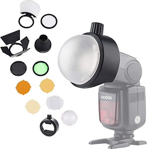 Godox S-R1 and AK-R1 Flash Diffuser Kit, Camera Flash Speedlite Softbox Accessories for Godox V1 V1Pro AD100PRO AD200PRO V860III V860II TT685II TT685 TT600, for Canon/Nikon/Sony/Yonguo Universal Flash