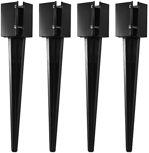 CRIZTA 4Pcs 24 Heavy Duty 4x4 Fence Post Anchor Ground Spike Metal Black Powder Coated - Mailbox Post Anchors. Length: 24 inches, Outer Dimension: 4” x 4” (Fit 3.5” x 3.5” Square Wood Post)