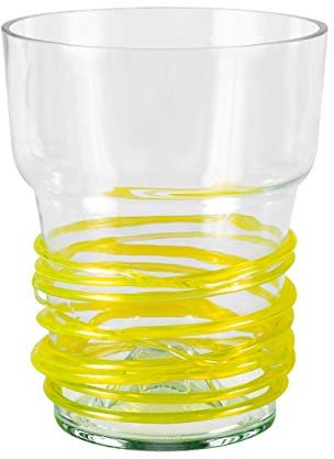 botle Vaso per orchidee in vetro, diametro 13 cm, altezza 16,5 cm, giallo