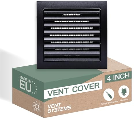 Vent Systems Ø100mm - Außenmaße 148x153mm Anthrazit Lüftungsschlitz-Abdeckung für Trockner, Belüftungsöffnungen und Abluft-Rohr, für den Außenbereich geeignet