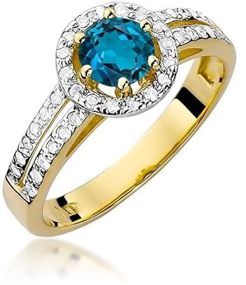 Lumari Gold - Verlobungsring Damen Ring Gold 585 Echtgold 14k Gelbgold mit natürlichem Diamanten Damen Solitär Versprechen Ring Tansanit Edelstein - Ringe Frauen