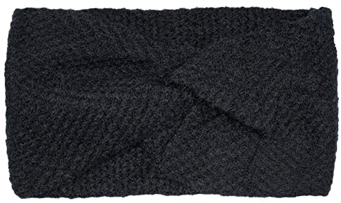styleBREAKER Damen Strick Stirnband mit Waffelpatent Strickmuster und Twist Knoten, warmes Winter Haarband, Headband 04026060, Farbe:Schwarz