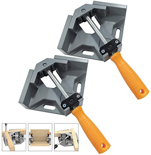 2 Stück Winkelspanner 90 Grad, Aluminium-Legierung Eckspanner, Mit Swing Kiefer, Single Handle, Winkelzwinge für Holzbearbeitung, Engineering