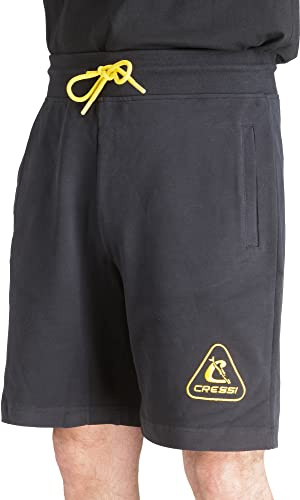 CRESSI Unisex Bermudashorts – Schwarz/Gelb – Slim Fit Sport-Shorts mit Taschen und Kordelzug – Baumwolle/Elasthan – Maschinenwaschbar