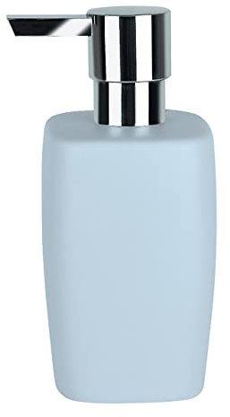 Spirella Seifenspender Retro | mit edelstahlfarbener Pumpe | Flüssigseifen-Spender | Porzellan | 300ml | Langliebig und Robust | Pastellblau, Blue, Standard