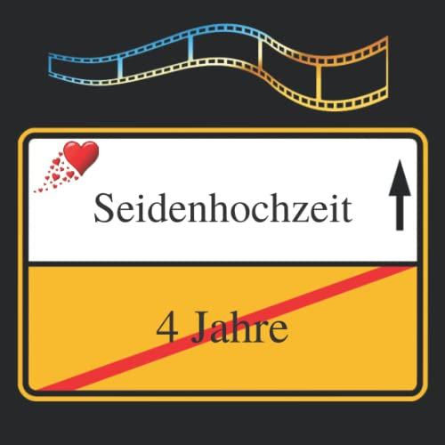 Fotoalbum & Gästebuch 4. Hochzeitstag Seidenhochzeit Ortsschild Seidene Hochzeit Geschenkidee Taschenbuch 100 Seiten Hochzeitsalbum Erinnerungsbuch ... Hochzeit Flitterwochen Hochzeitsreise