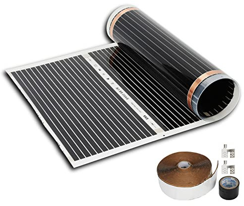 Ikodm Tappetino per riscaldamento elettrico, 50 cm 220 W/m² Set 1,0 m² Riscaldamento a pavimento elettrico efficiente, Riscaldamento a pavimento per camper(senza termostato)