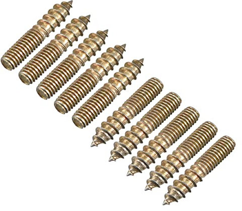 sourcing map M6x25mm Hanger Bolts, 12pcs Double Ended Thread Dowel Screws for Wood Furniture Connecting