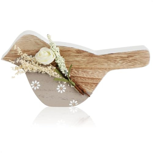 com-four® Dekofigur aus Holz - Vogel für Frühlingsdeko - Aufsteller zu Ostern, Frühling, Sommerdeko - leichte Holz-Figur- Osterdekoration (1 Stück - Vogel Holz)