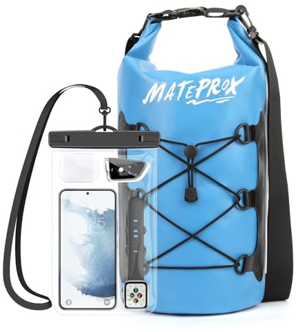 Dry Bag 5L/10L/20L-MATEPROX Wasserdichter Packsack mit Rollverschluss Robust und Langlebig Trockener Beutel Sack wasserdichte Tasche Perfekt für Schwimmen, Bootfahren, Rafting/Camping-10L Blau