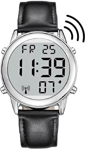 RUNCAR Klassische Herren Deutsch Funkuhr mit Sprachfunktion.Sprachau sgabe auf Knopfdruck: Ansage Uhrzeit & Datum inkl. Wochentag 1