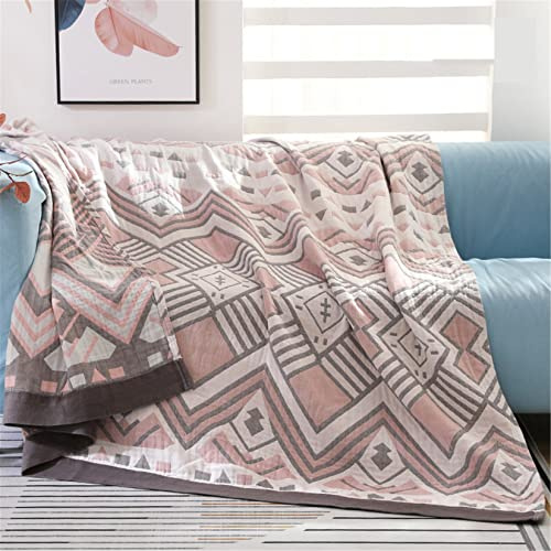 Hayisugal Tagesdecke Bettüberwurf 100% Baumwolle Boho Decke Baumwolldecke als Bett-Überwurf,Couch-Überwurf,Sofa-Überwurf,Doppelseitig Kuscheldecke, Geometrie Rosa, 200x230cm