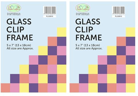 Pack of 2-5 x 7 Glass Front Frameless Clip Frame 5 x 7 Inch Clip Frames Picture Frame Photo Frame Poster Frame For Home, Office Classic Wall Mountable