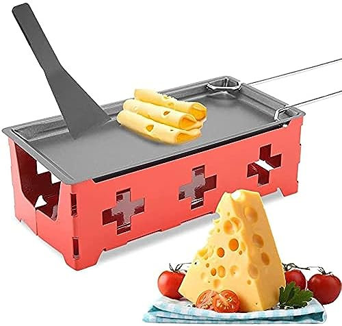 Käseschmelzer, tragbare Käseschmelzpfanne bei Kerzenlicht, antihaftbeschichteter Käseschmelzer, Raclette-Grill, Rotaster-Backblech, faltbarer Griff, Mini-Käse-Raclette-Grill, für Käse, Fleisch, Fisch