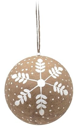 ZauberDeko Christbaumschmuck Kraft Papier Kugel Groß Natur Weiß Hängedeko Weihnachten 10cm Ø, Modell:Modell2