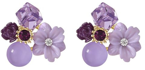 Miancheng Purple Roses,Purple Flower Stud Earrings,Romantic Purple Earrings for Women,Girls